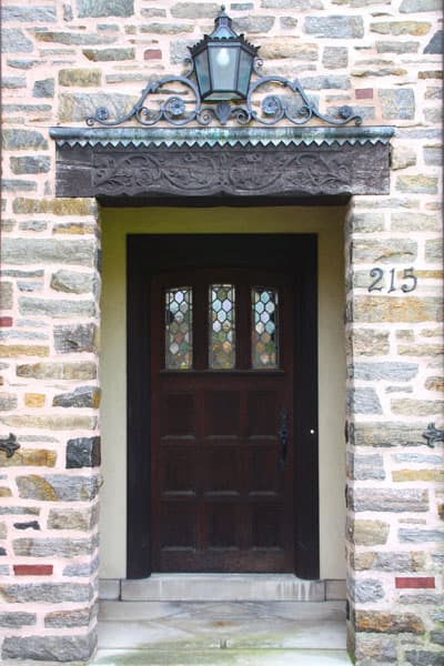 Brighton, NY – Houston Barnard Neighborhood, Unusual stone exterior with earthtone hued palette, paneled door and rare leaded glass window panes